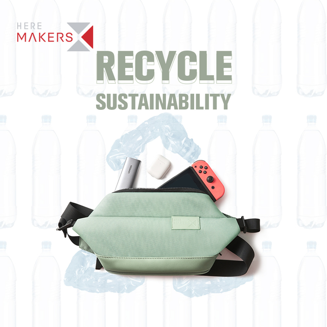 RPET Fabric Eco-Friendly Waist Bag With PU Trims