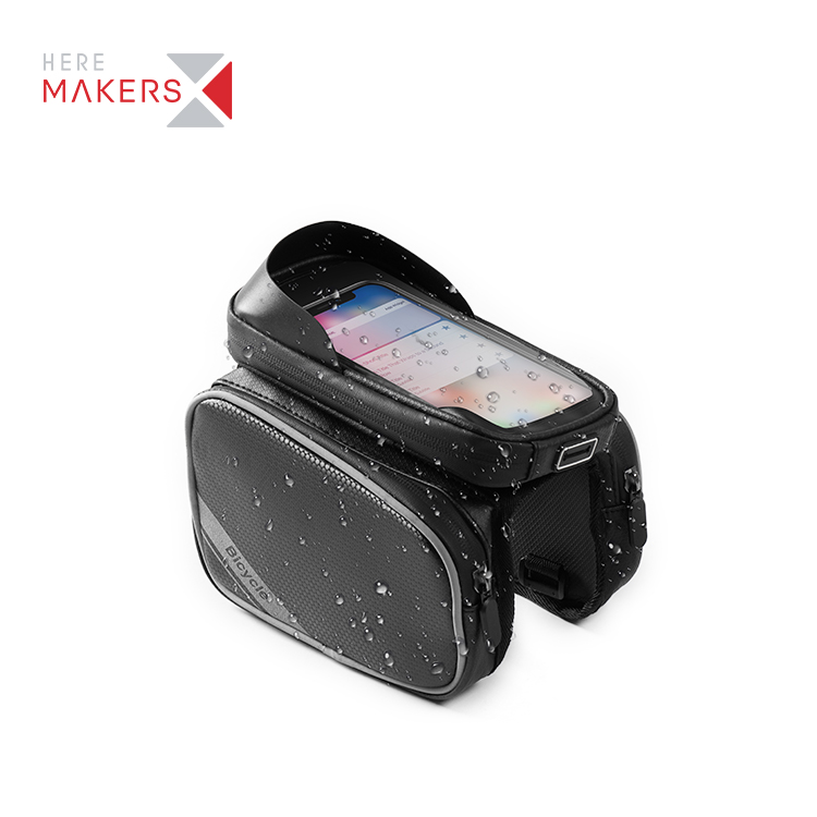 Rainproof Bike Top Tube Bag with 6.7" Touch Screen Phone Mount Case